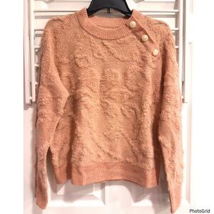 Lauren Conrad Button Detail Knit Sweater Rose Pink Small New NWT